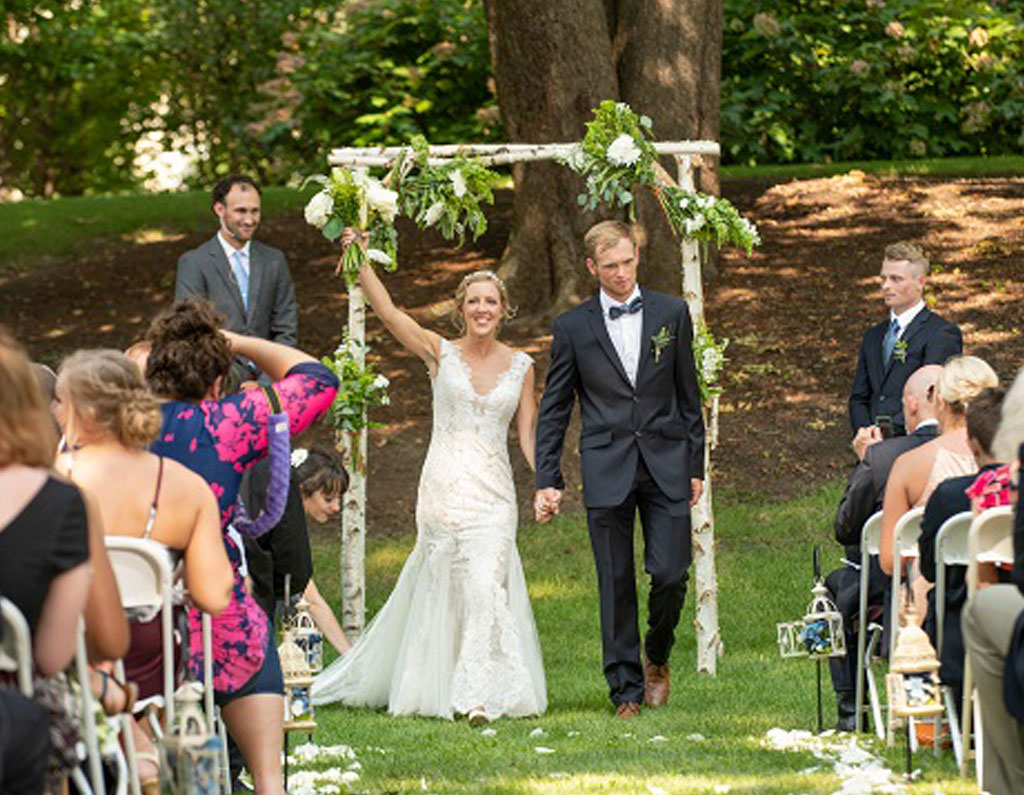 Bride and Groom Outside