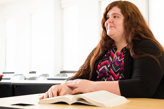 Social Work student in class.