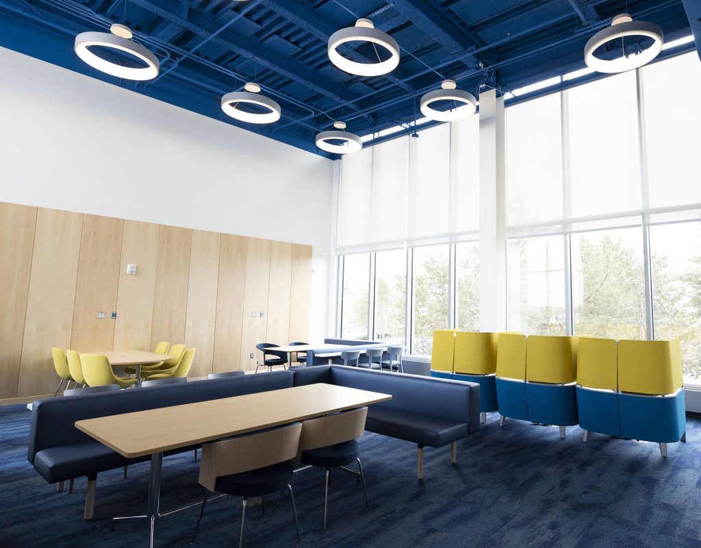 inside student area of Murchie Science Building