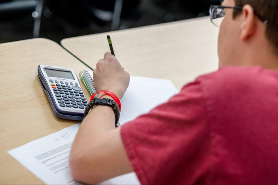 Student working in class.
