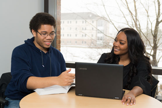 Two students studying.