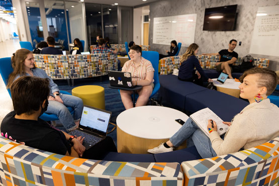 Students studying in common area.