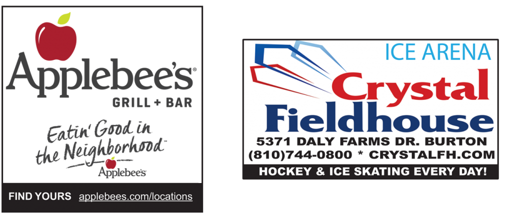 Applebee's logo and Crystal Fieldhouse logo