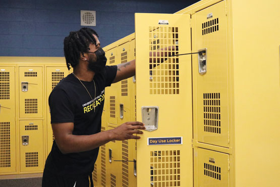 Student in locker room.