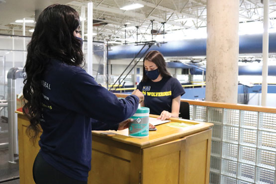 Student entering the Rec Center.