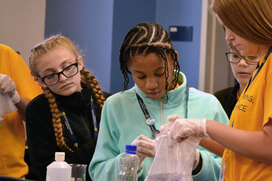 Children working on a project together.
